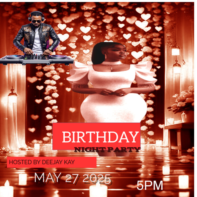 Maximalist Red Birthday Party Instagram Post template