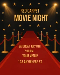 Maximalist Red Carpet Movie Night Invitation Instagram Portrait template