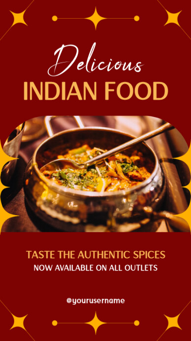 Maximalist Red Modern Indian Food (your Story) Instagram Story Instagram-verhaal template