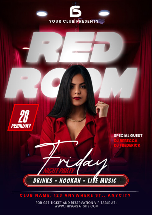 Maximalist Red Room Night Party A4 Template | PosterMyWall
