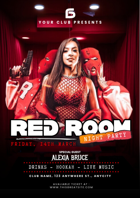 Maximalist Red Room Night Party A4 Template | PosterMyWall
