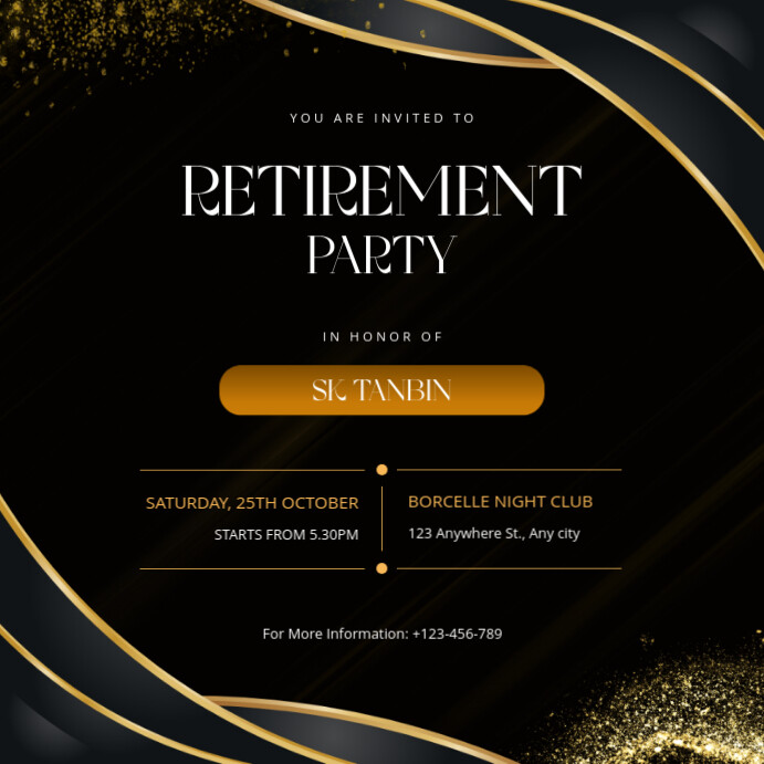 Maximalist Retirement Farewell Party Flyer Template Design Instagram Post