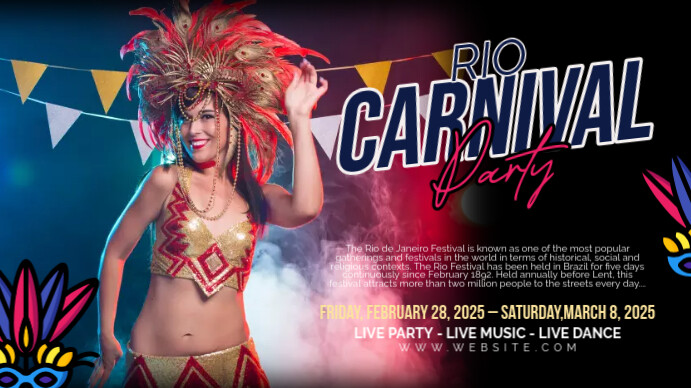 Maximalist Rio Carnival Festival Youtube Thumbnail template