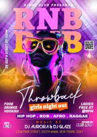 Maximalist Rnb Friday Night Party Flyer  A6 template