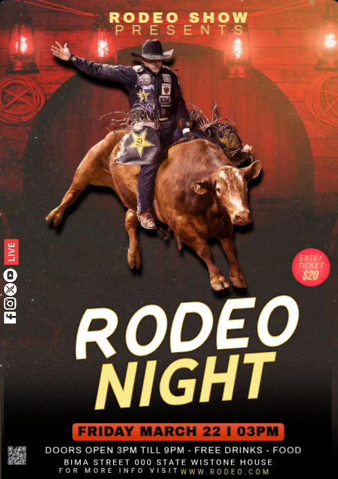 Maximalist Rodeo Night Show A4 Template | PosterMyWall