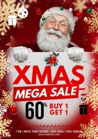 Maximalist Sale, Santa, Season, Snow, Snowflake A2 template