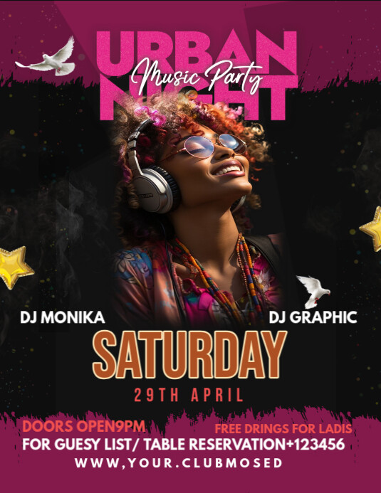 Maximalist Saturday Music Party Template Flyer (us Letter) Pamflet (VSA Brief)
