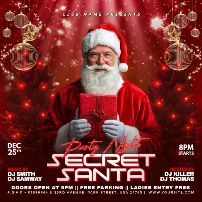 Maximalist Secret Santa Party Night Instagram Post Template | PosterMyWall