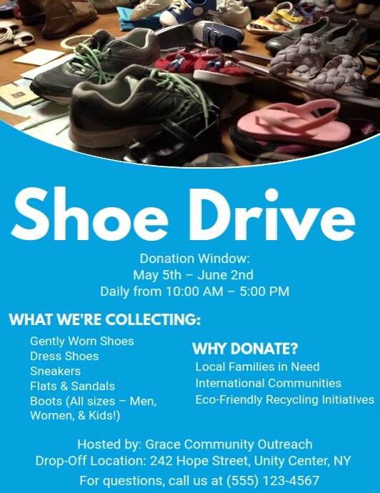 Yellow Shoe Drive Flyers Template | PosterMyWall