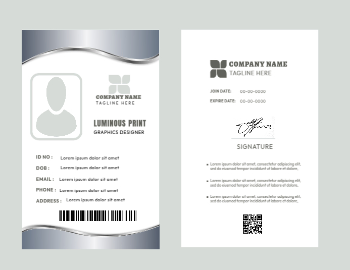 Maximalist Silver Employee Printable Id Card Template Flyer (us Letter ...