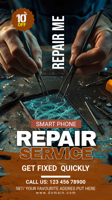 Maximalist Smartphone Repair Services Ad Template Facebook Story