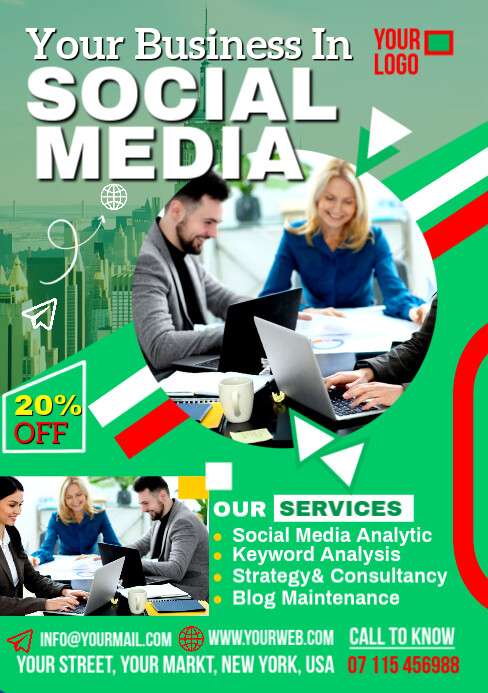Maximalist Social Media Marketing Flyer A5 template