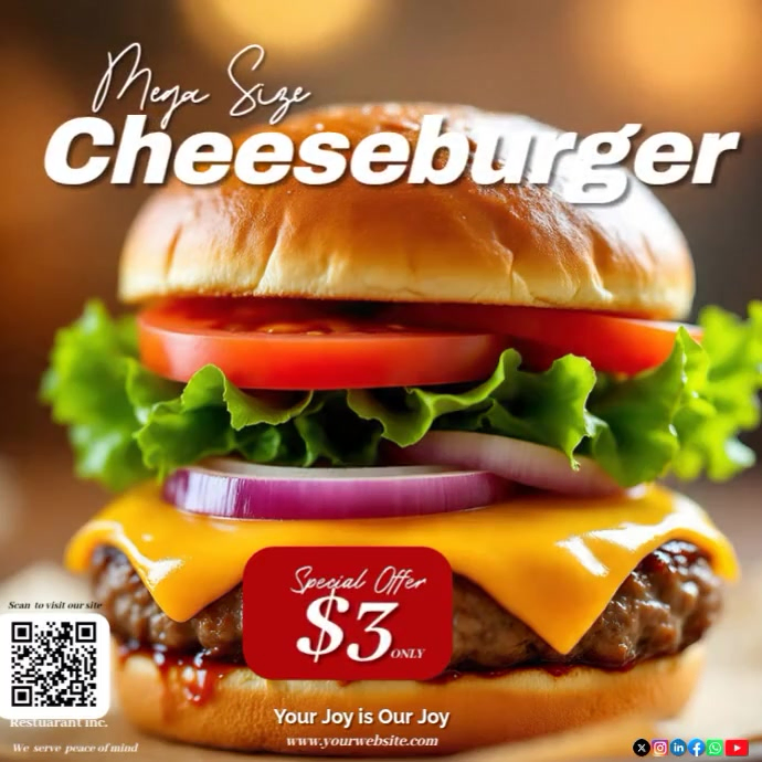 Maximalist Special Offer Cheeseburger Instagram Post Template ...
