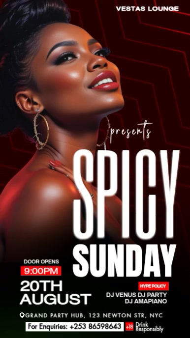 Maximalist Spicy Sunday Bash Digital Display (9:16) template