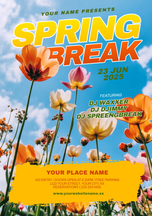 Maximalist Spring Break A4 Template | PosterMyWall