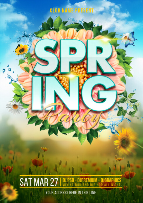 Maximalist Spring Party Flyer Or Poster Template A4