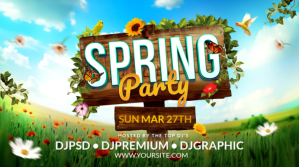 Maximalist Spring Party Landscape Flyer Or Poster Template Digitale display (16:9)