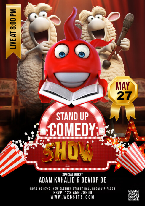 Maximalist Stand Up Comedy A1 Template | PosterMyWall