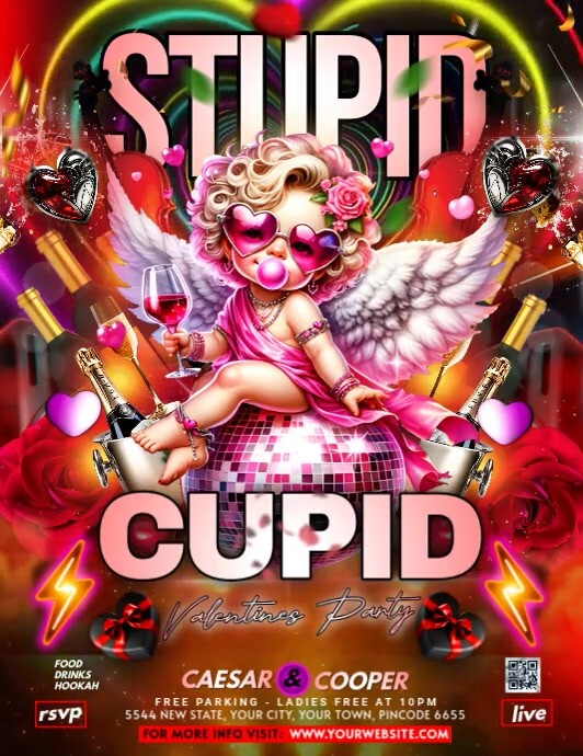 Maximalist Stupid Cupid Valentine Day Flyer (us Letter) template
