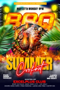 Maximalist Summer Bbq Cookout Party Poster template