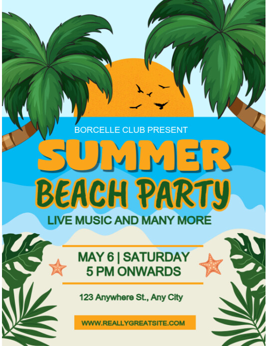 Summer Lette Copy of Maximalist Summer Beach Party Flyer (us Letter) | PosterMyWall