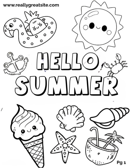 Maximalist Summer Coloring Page Flyer (us Letter) Template | PosterMyWall