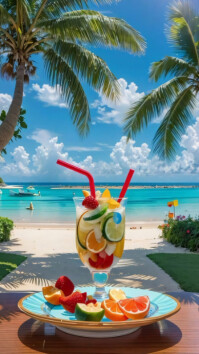 Blue Tropical Vacation Digital Display Template