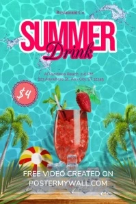 Maximalist Summer Drink Video Poster Affiche template
