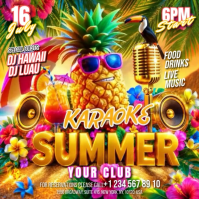 Maximalist Summer Karaoke Party Square Video Quadrato (1:1) template