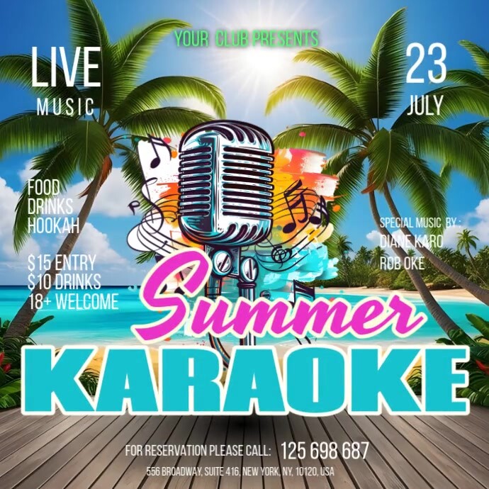 Maximalist Summer Karaoke Square (1:1) template