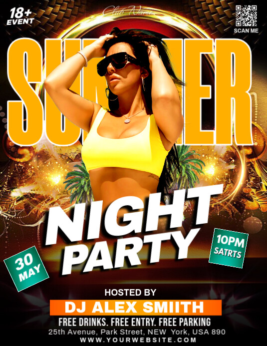 Maximalist Summer Night Party  Flyer (us Letter) template
