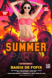 Maximalist Summer Party Banner 4' × 6' template