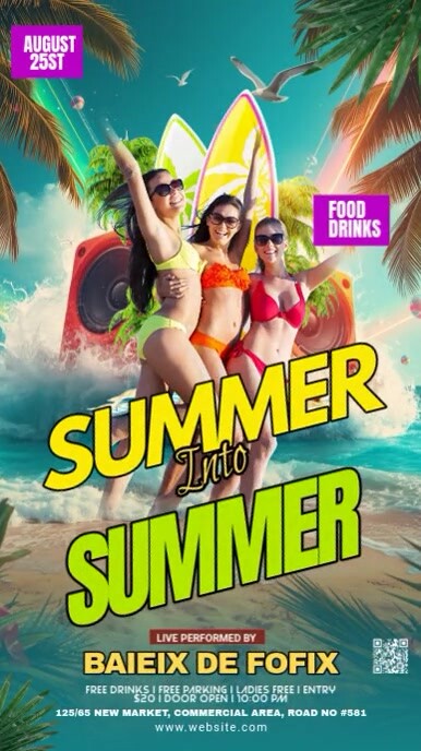 Maximalist Summer Party Digital Display (9:16) template