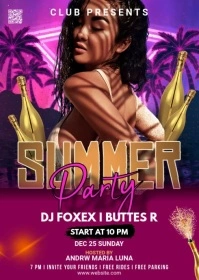 Maximalist Summer Party Flyer A6 template