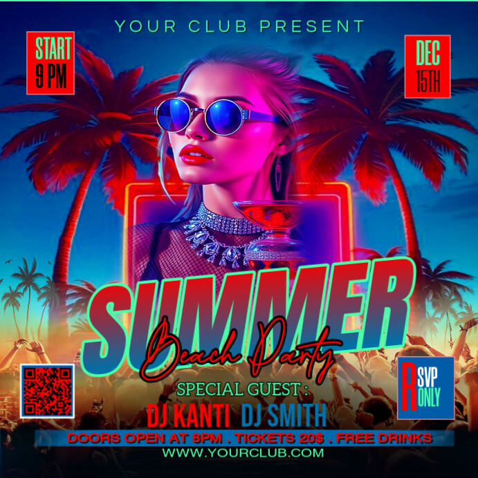 Maximalist Summer Party Square (1:1) template