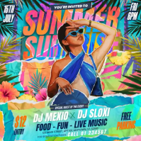 Maximalist Summer Party Square Video Cuadrado (1:1) template