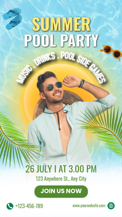 Plantilla de Maximalist Summer Pool Party Club Advertisement Instagram ...