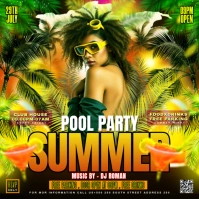 Maximalist Summer Pool Party Flyer Square (1:1) template