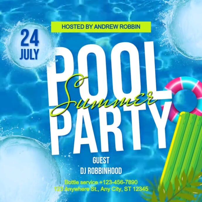 Maximalist Summer Pool Party Video Ad Instagram Post template