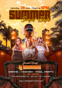 Maximalist Summer Sunset Bash Party A4 template