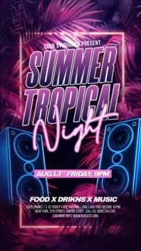 Maximalist Summer Tropical Night Party  Instagram Story template