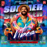 Maximalist Summer Vibes Night Party Square (1:1) template