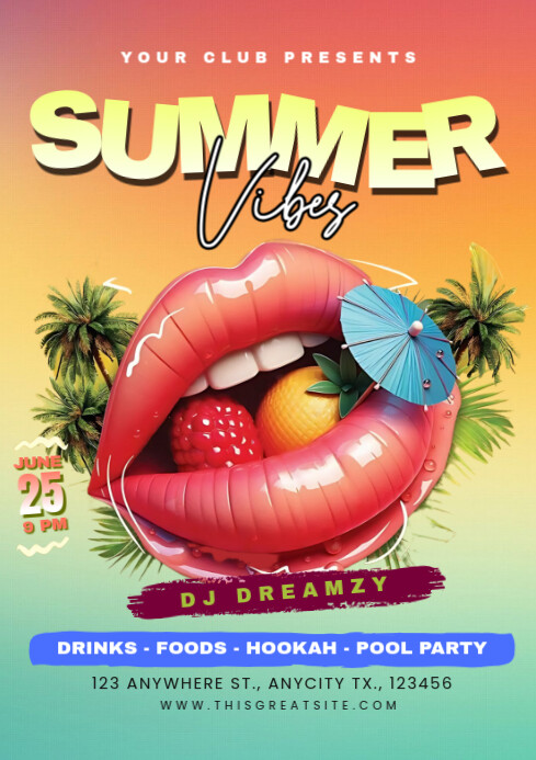 Maximalist Summer Vibes Party A4 template