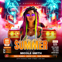 Maximalist Summer Vibes Party Square Video Kvadrat (1:1) template