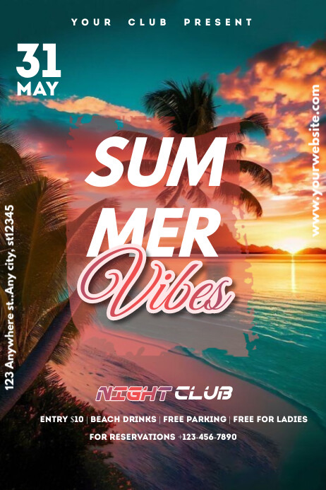 Maximalist Summer Vibes With Beautiful Backgr Poster template