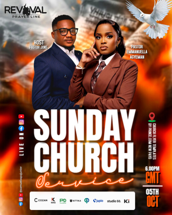 Maximalist Sunday Church Service Instagram Portrait Template | PosterMyWall