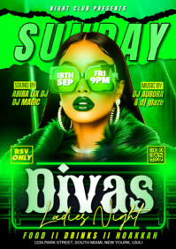 Maximalist Sunday Divas Ladies Night  A3 template