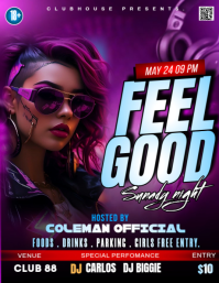 Maximalist Sunday Night Good Vibes Party Night Flyer (us Letter) template