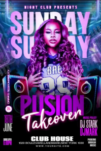 Maximalist Sunday Party Night Flyer Banner 4' × 6' template