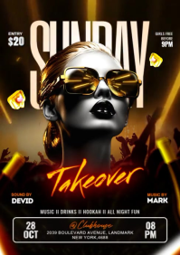 Maximalist Sunday Takeover Party Flyer A5 template
